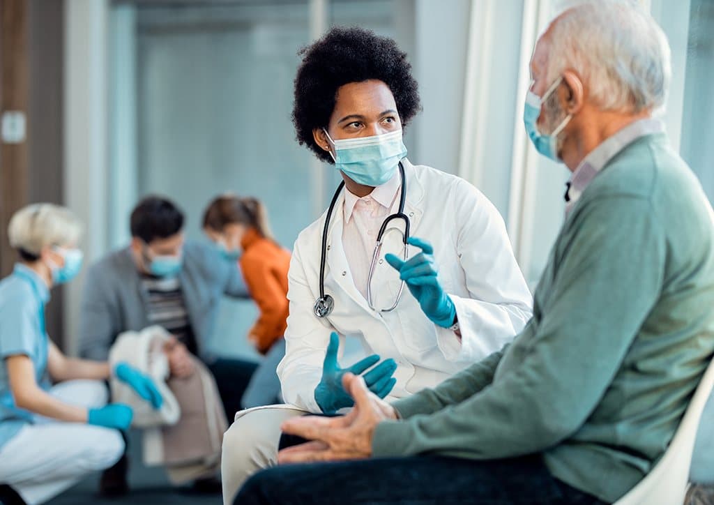 Clinician with a patient